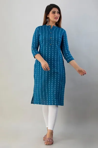 Stylish Cotton Self Pattern A-Line Kurti