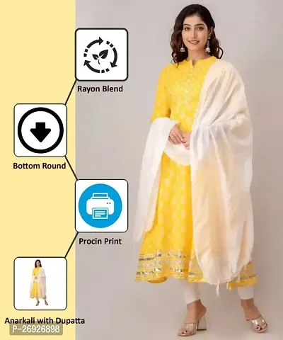 Yellow Colour Anarkali Kurta with Dupatta Set-thumb0