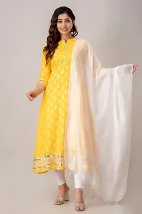 Yellow Colour Anarkali Kurta with Dupatta Set-thumb1