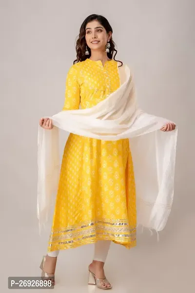 Yellow Colour Anarkali Kurta with Dupatta Set-thumb4