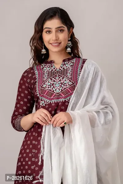 Fancy Cotton Blend Ethnic Gowns With Dupatta For Women-thumb2