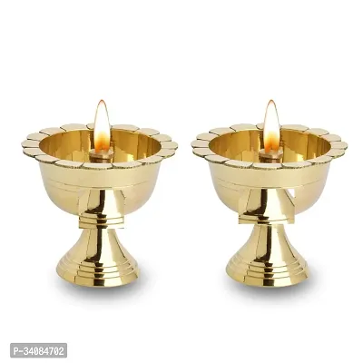 Decorative Brass Diya for Pooja Pack of 2-thumb0