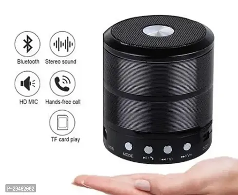 Stylish Black Portable Bluetooth Speaker, Mini Bluetooth Speaker Ws 887 With Fm Radio, Aux Input Mode Speaker-thumb0