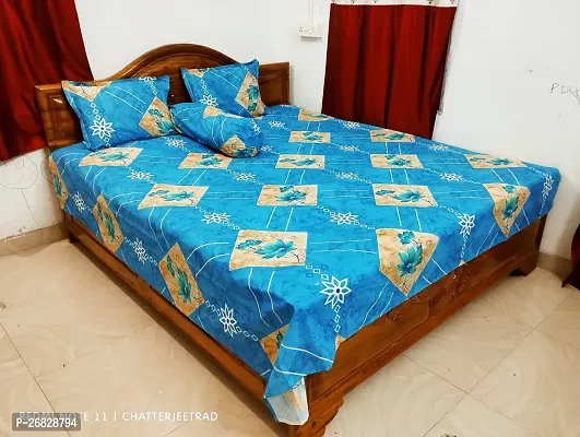 Comfortable Cotton Blend Printed 1 Bedsheet + 2 Pillowcovers