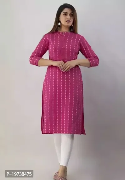 Stylish Straight Pink Printed Cotton Kurta Bottom Set For Women-thumb0