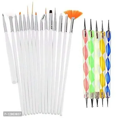 Nail Art Design Dotting Painting Drawing UV Polish Brush Pen Tools Set Kit (Multicolour) -20 Pieces