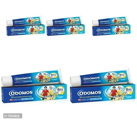 5 x Odomos Non-Sticky Mosquito Repellent Cream With Vitamin E  Almond - 100 Gm-thumb0