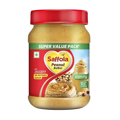 Saffola Peanut Butter with Jaggery | No Refined Sugar| Crunchy| 24.3g Protein, 900g