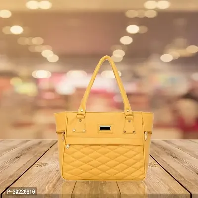 Stylish Yellow PU Solid Handbags For Women-thumb0