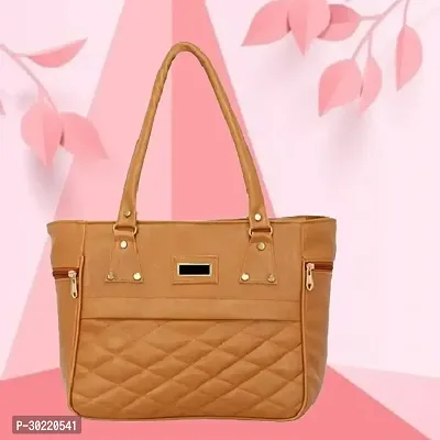 Stylish Tan PU Solid Handbags For Women-thumb0