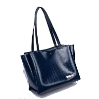 Stylish Navy Blue Artificial Leather Solid Handbags For Women-thumb1