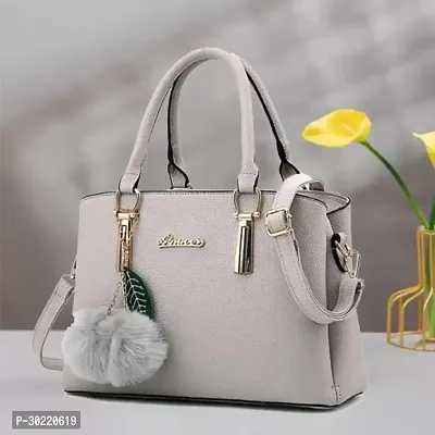 Stylish Grey PU Solid Handbags For Women-thumb0