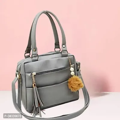 Stylish Grey PU  Handbags For Women-thumb0