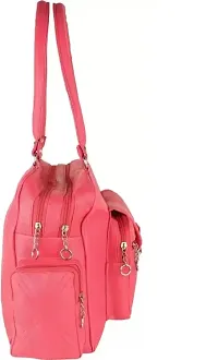 Stylish Pink PU Solid Handbags For Women-thumb4