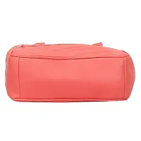 Stylish Peach PU Solid Handbags For Women-thumb1