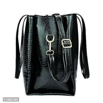 Stylish Black PU Solid Handbags For Women-thumb2