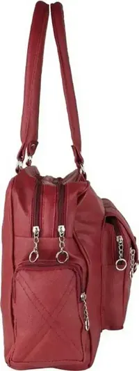 Stylish Maroon PU Solid Handbags For Women-thumb4