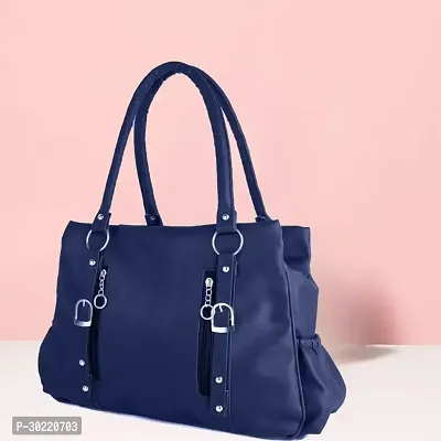 Stylish Blue PU Solid Handbags For Women-thumb0