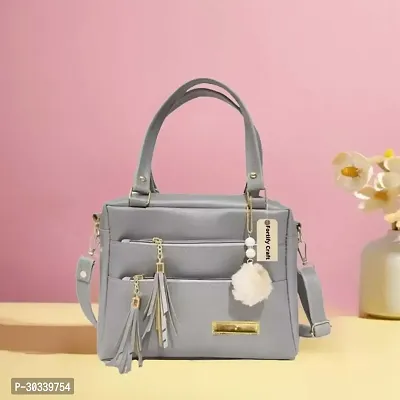 Stylish Grey PU  Handbags For Women-thumb0