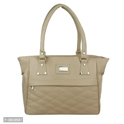 Stylish Beige PU Solid Handbags For Women-thumb0