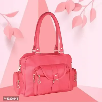 Stylish Pink PU Solid Handbags For Women-thumb0