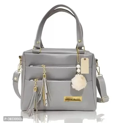 Stylish Grey PU  Handbags For Women-thumb0