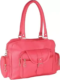 Stylish Pink PU Solid Handbags For Women-thumb3