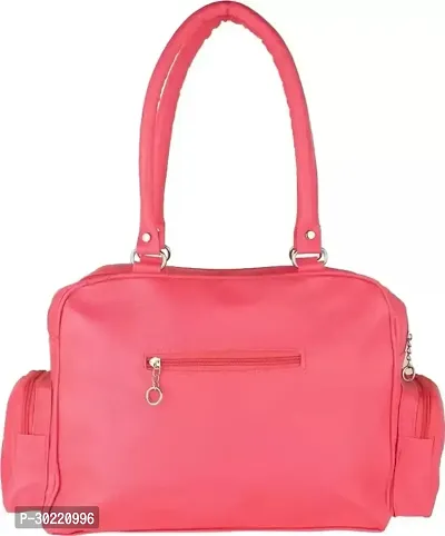 Stylish Pink PU Solid Handbags For Women-thumb4