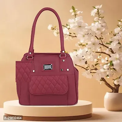 Stylish PU Solid Handbags For Women-thumb0