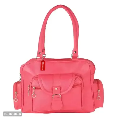 Stylish Pink PU Solid Handbags For Women