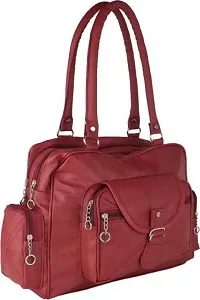 Stylish Maroon PU Solid Handbags For Women-thumb1