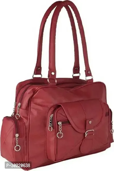 Stylish Maroon PU Solid Handbags For Women-thumb2