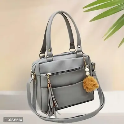 Stylish Grey PU  Handbags For Women-thumb0