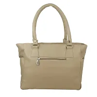 Stylish Beige PU Solid Handbags For Women-thumb1