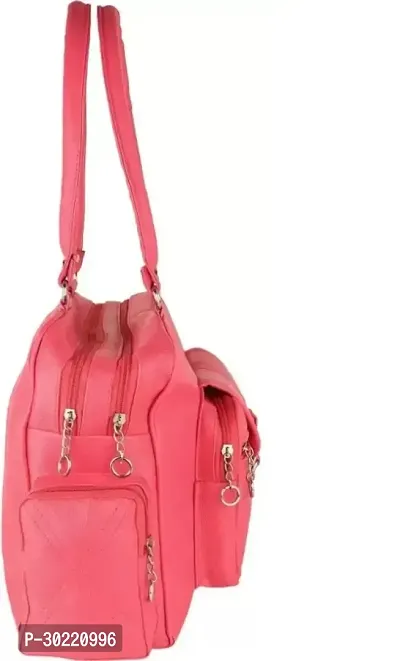 Stylish Pink PU Solid Handbags For Women-thumb3