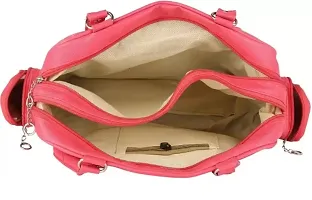 Stylish Pink PU Solid Handbags For Women-thumb4