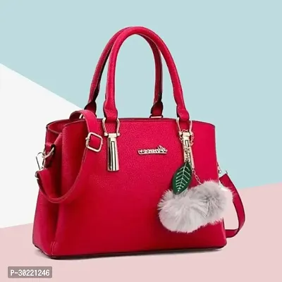 Stylish Red PU Solid Handbags For Women-thumb0