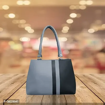 Stylish Grey PU Solid Handbags For Women-thumb0