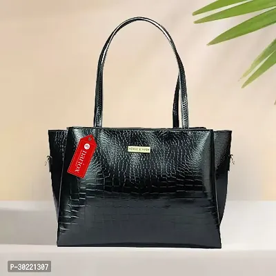 Stylish Black PU Solid Handbags For Women-thumb0