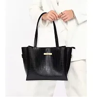 Stylish Black PU Solid Handbags For Women-thumb2