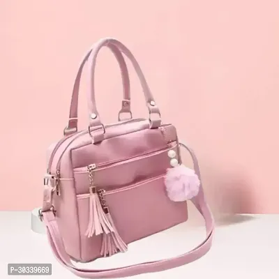 Stylish Pink PU  Handbags For Women-thumb0