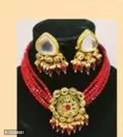 Stylish Red Alloy Beads Jewellery Set For Women-thumb0