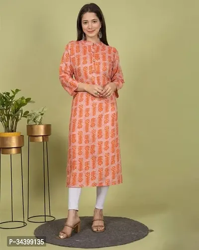 Stylish Pink Cotton Kurta For Women-thumb0