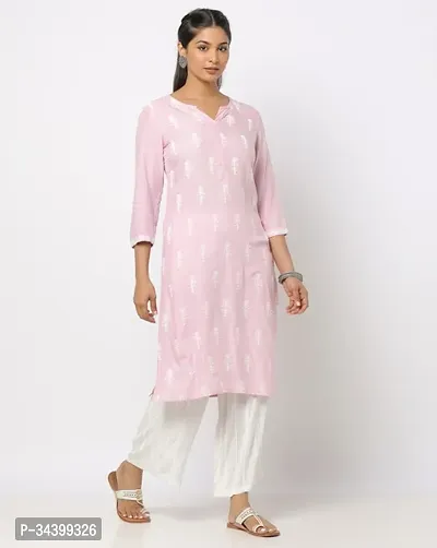 Stylish Peach Cotton Kurta For Women-thumb0