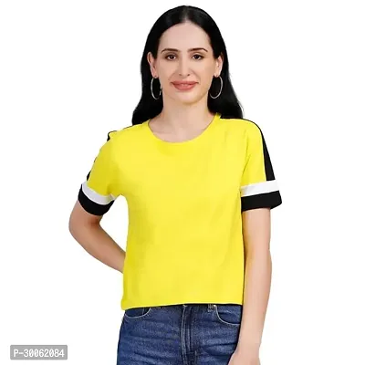 Stylish Yellow Cotton Solid Crop Top For Women-thumb0