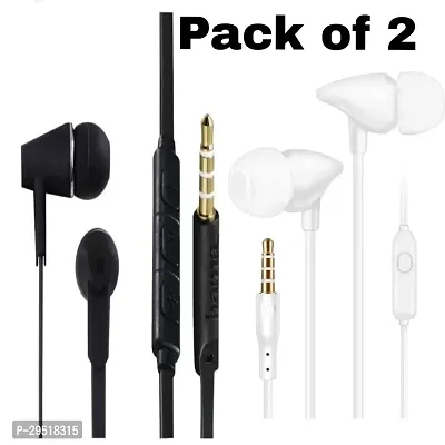 Beex Stereo Earphones Wired Handsfree Earbuds with Mic Pack of 2