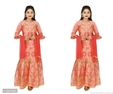 Stylish Peach Satin Lehenga Cholis For Girl Pack Of 2