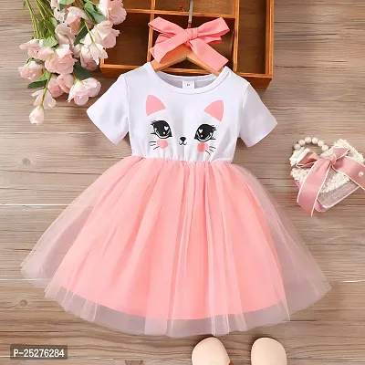 Stylish Peach Cotton Blend Frocks For Girl