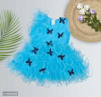 Stylish Blue Cotton Blend Frocks For Girl