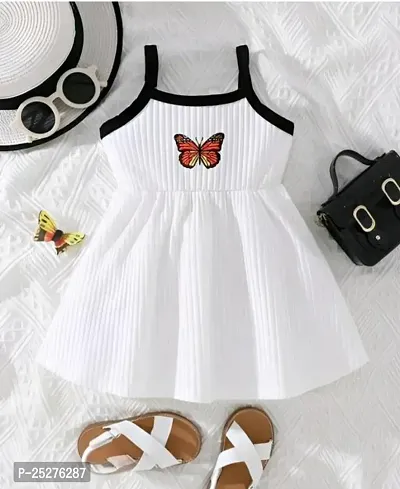 Stylish White Cotton Blend Frocks For Girl